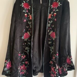 Free People Black Floral Embroidered Jacket NWOT